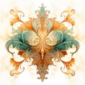 Abstract Watercolor Design With Baroque Ornamental Flourishes