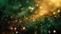 Golden Bokeh on Emerald Blur: Abstract Banner Background Royalty Free Stock Photo