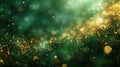 Golden Bokeh on Emerald Blur: Abstract Banner Background Royalty Free Stock Photo