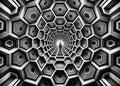 Stunning Abstract Black and White Expanding Hexagon Pattern Background A Surreal Geometric Exploration of Form and Royalty Free Stock Photo