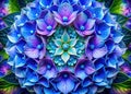 Stunning Abstract Blue Hydrangea Kaleidoscope A Vibrant Floral Portrait Captured in a Mesmerizing Pattern for Design Royalty Free Stock Photo