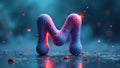 Stunning Abstract 3D Molecular Structure Rendering Letter M in a Futuristic Blue Haze Composition Royalty Free Stock Photo