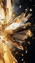 Stunning Abstract Gold and Glass Shards Exploding Against a Dark Background in Dynamic Motion Royalty Free Stock Photo