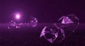 Glowing purple data structure on a sparkling dark plane Royalty Free Stock Photo