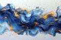 This stunning abstract ink painting evokes the ebb and flow of ocean waves, rendered in deep blue tones with luxurious gold
