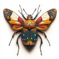 Vibrantly Colorful Abstract Insect with Intricate Patterns on Its Wings and Body, Ideal for Artistic Projects Celebrating Nature\' Royalty Free Stock Photo