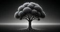 Abstract Digital Tree of Life, Data Science, Technology, Binary Code - Black and White Royalty Free Stock Photo