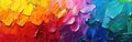 Vibrant Rainbow Explosion: Abstract Closeup Painting Texture with Bold Brushstrokes and Pallet Knife on Canvas Art Background