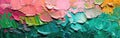 Vibrant Brushstrokes: Closeup of Colorful Abstract Painting with Green and Pink Palette Knife Texture on Canvas Background Royalty Free Stock Photo