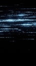Abstract glitch effect with blue digital noise and horizontal lines on black background Royalty Free Stock Photo