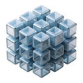Abstract 3d cube structure geometric form digital art composition clear cubes transparent background Royalty Free Stock Photo