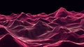 Futuristic Neon Pink Mesh Topography Background - Abstract Digital Data Wireframe Mountain Landscape Visualization Royalty Free Stock Photo