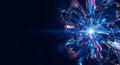 Neon blue crystal burst on dark background Royalty Free Stock Photo