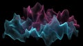 Abstract Digital Waveform Particle Grid Visualization in Neon Cyan and Magenta over Black Background Royalty Free Stock Photo