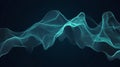 Futuristic Abstract Particle Wave Background. Flowing Digital Mesh Surface Visualization in Neon Cyan Royalty Free Stock Photo