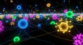 Abstract neon biological data connection field Royalty Free Stock Photo