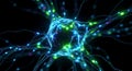 Glowing blue neuron firing in a digital network Royalty Free Stock Photo