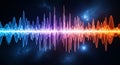 Abstract sound wave spectrum in vibrant gradient blue to red, digital audio visualization Royalty Free Stock Photo