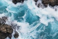 Stunning Aerial Capture of Deep Sea with Powerful Crashing Waves, Showcasing Dynamic Ocean Movement