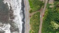 Stunning aerial drone view of a section of the famous Hana Highway south of Hana on the eastern side of the island of Maui, Hawaii