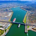 Stunning aerial image of the Miraflores Locks and the