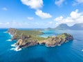 Stunning aerial panorama drone view of Lord Howe Island, a pacific subtropical island in the Tasman Sea