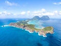 Stunning aerial panorama drone view of Lord Howe Island, a pacific subtropical island in the Tasman Sea Royalty Free Stock Photo