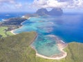 Stunning aerial panorama drone view of Lord Howe Island, an pacific subtropical island in the Tasman Sea