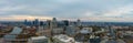 A stunning aerial panoramic shot of the skyscrapers and buildings in the cityscape downtown along the Cumberland river Royalty Free Stock Photo