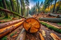 Stunning Aerial Perspective of a Split Log A CloseUp Look at the Precision of Lumberjack Work in the Royalty Free Stock Photo