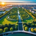 A stunning aerial picture of Copenhagen Botanical Garden and Kew which are both located in the center and are the