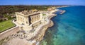 aerial drone view of castle on the beach a Ladispoli - Castello Palo Odescalchi. Lazio region, Italy Royalty Free Stock Photo