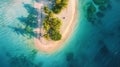 Aerial view of tropical island paradise with sandy beach and palm trees Royalty Free Stock Photo