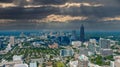 A stunning aerial shot of the city skyline with skyscrapers and office buildings and lush green trees in downtown Atlanta Georgia Royalty Free Stock Photo