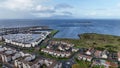 Aerial view of the bustling coastal city of Ardrossan, Scotland.