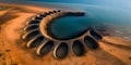 Stunning aerial view of beach art installation with interesting design Royalty Free Stock Photo