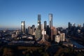 Stunning aerial view of a bustling cityscape featuring multiple skyscrapers in Melbourne, Australia