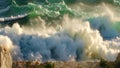 A stunning aerial view capturing the vastness of the ocean from a towering cliff, with crashing waves and rugged coastline, Ocean