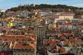 Stunning aerial view of Castle of Saint George or Sao Jorge and the historical part of Lisbon. Sunny morning, Lisbon, Portugal Royalty Free Stock Photo