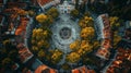 Aerial View of Cathedral Square in Split, Croatia Surrounded by Autumn Trees