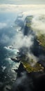 Stunning Aerial View Of A Cloud-covered Cliff: A Captivating Palewave Landscape Royalty Free Stock Photo