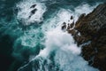 A stunning aerial view of the expansive ocean, showcasing its immense beauty and power from a unique perspective, A gripping Royalty Free Stock Photo