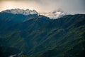 Stunning aerial view of a majestic Kanchenjunga mountain range view from Pelling