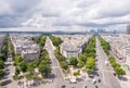Stunning aerial view of Paris streets from Triumph Arc Royalty Free Stock Photo