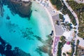 Stunning aerial view of Pelosa Beach (Spiaggia Della Pelosa). Stintino, Sardinia, Italy. La Pelosa beach, Sardinia, Italy. La Royalty Free Stock Photo