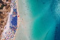 Stunning aerial view of Pelosa Beach (Spiaggia Della Pelosa). Stintino, Sardinia, Italy. La Pelosa beach, Sardinia, Italy. La Royalty Free Stock Photo