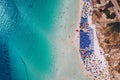Stunning aerial view of Pelosa Beach Spiaggia Della Pelosa. Stintino, Sardinia, Italy. La Pelosa beach, Sardinia, Italy. La Royalty Free Stock Photo