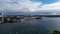 Stunning aerial view of Rushcutters Bay in Australia, featuring a cloudy sky overhead. Royalty Free Stock Photo