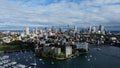 Stunning aerial view of Rushcutters Bay in Australia, featuring a cloudy sky overhead. Royalty Free Stock Photo