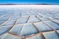 Hexagonal Salt Flats with Blue Sky Reflection